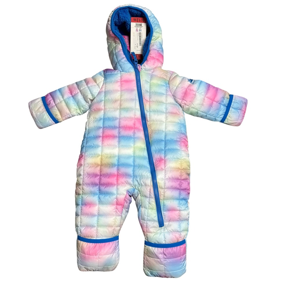 Snozu Kids Snowsuit Puffer Jumpsuit 9/12M Rainbow‎ Quilted Hooded Winter